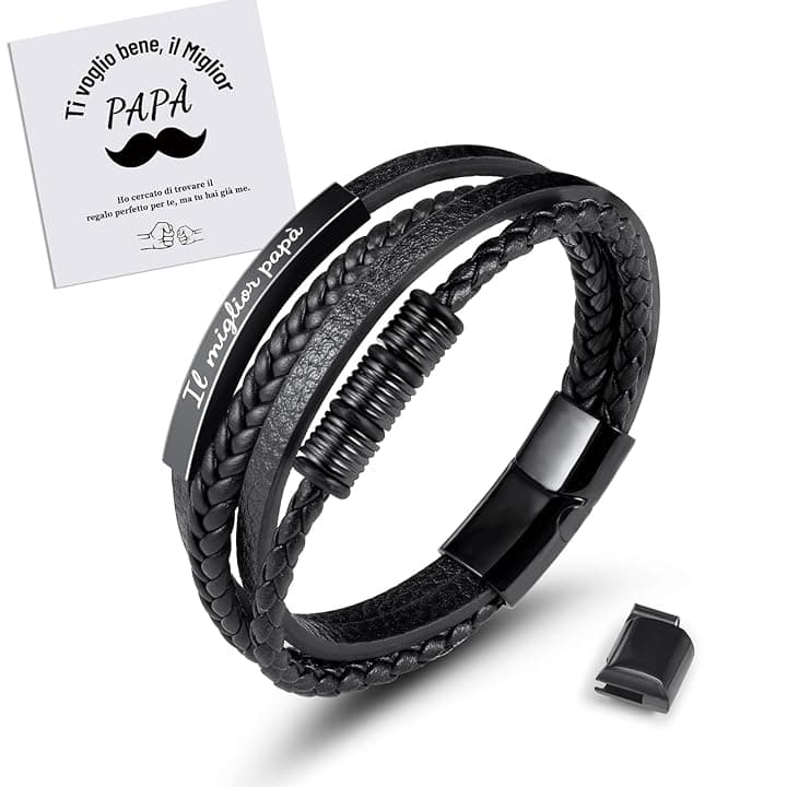 MANVEN Regalo Papà Bracciale Papà Regalo Per La Festa Del Papà Bracciale Uomo Regali Compleanno Per Papà Natale