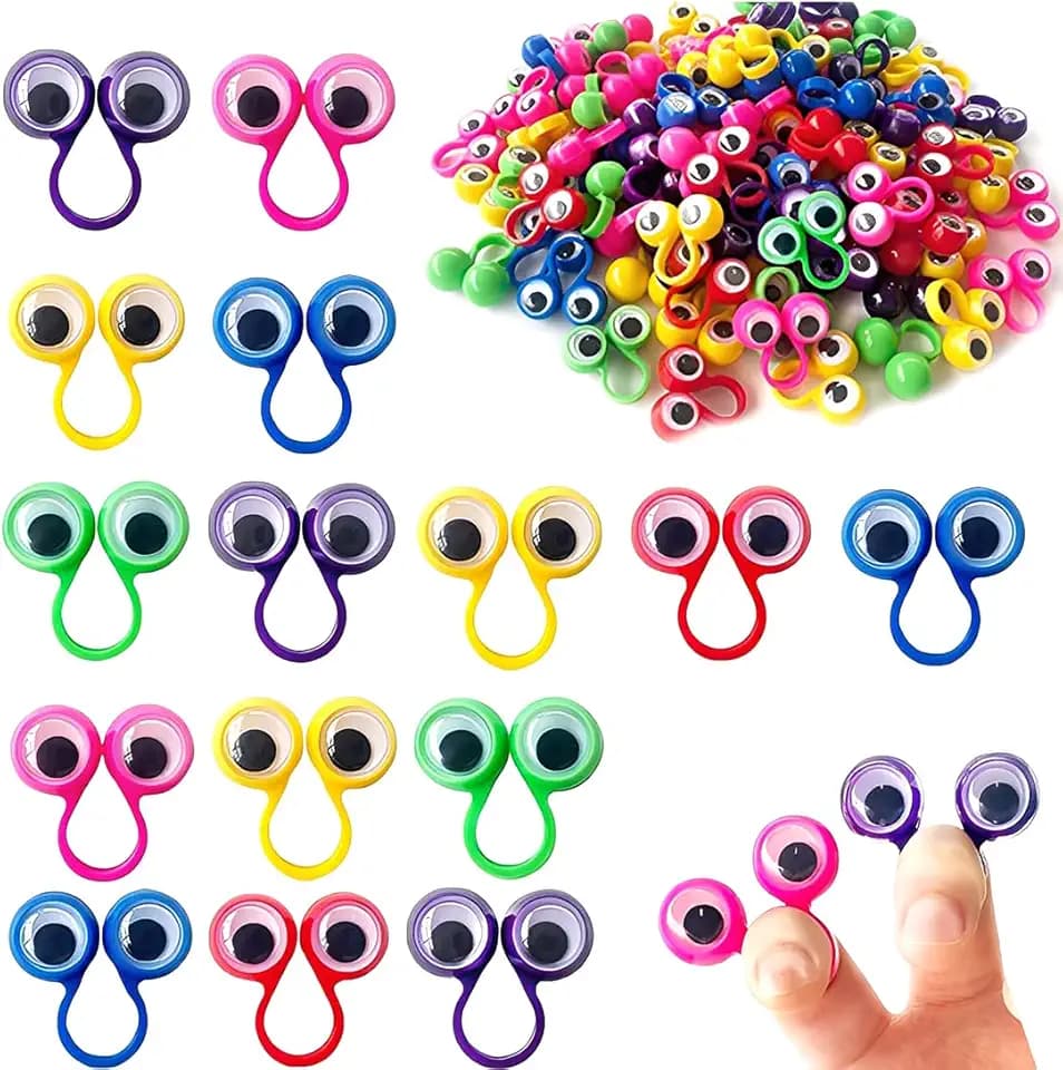 50 Pezzi Giocattoli da Dito, Pupazzi da Dito con Occhi, Giochi per Feste di Compleanno e Halloween, Regali per Feste per Bambini (Colorati)