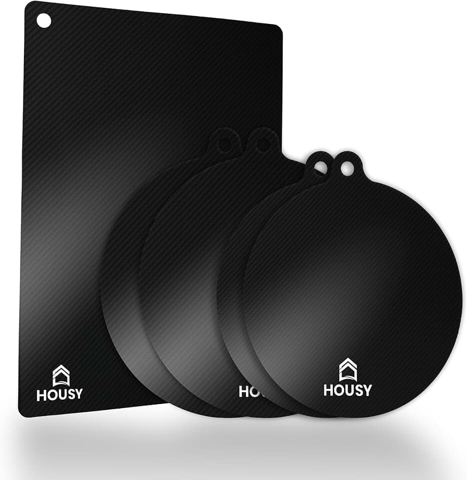 HOUSY Protezione Piano Induzione Antigraffio e Resistente al Calore - Set Tappetini Sottopentola e Copri Piano Induzione in Fibra di Vetro Lavabile e Sicura per la Cucina (5 Pezzi)