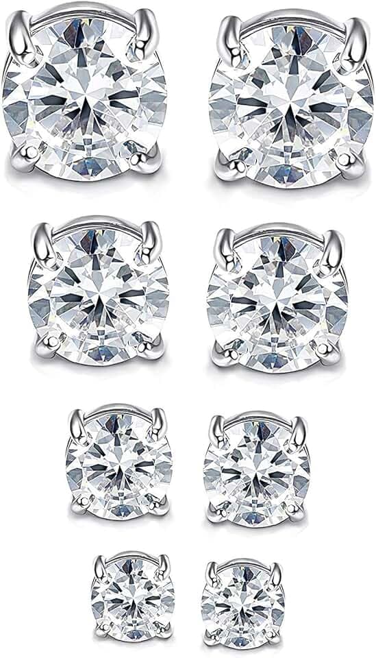 YADOCA 4 Paia Acciaio inossidabile Magnetico Orecchini per Uomini Donne Non-piercing Clip on Orecchini Zirconia 4-7mm ClimeCo Certified