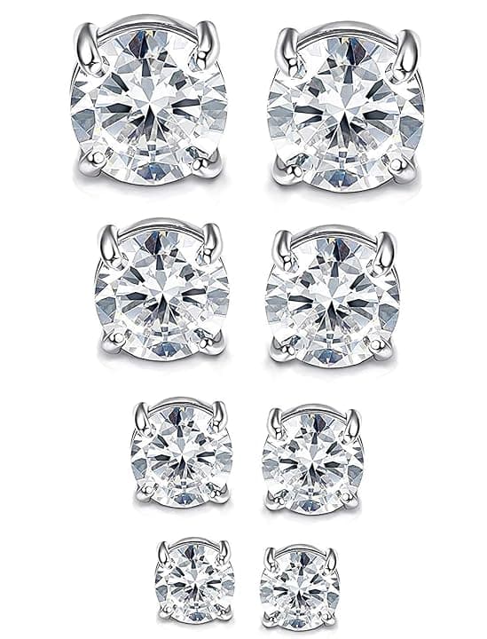 YADOCA 4 Paia Acciaio inossidabile Magnetico Orecchini per Uomini Donne Non-piercing Clip on Orecchini Zirconia 4-7mm ClimeCo Certified