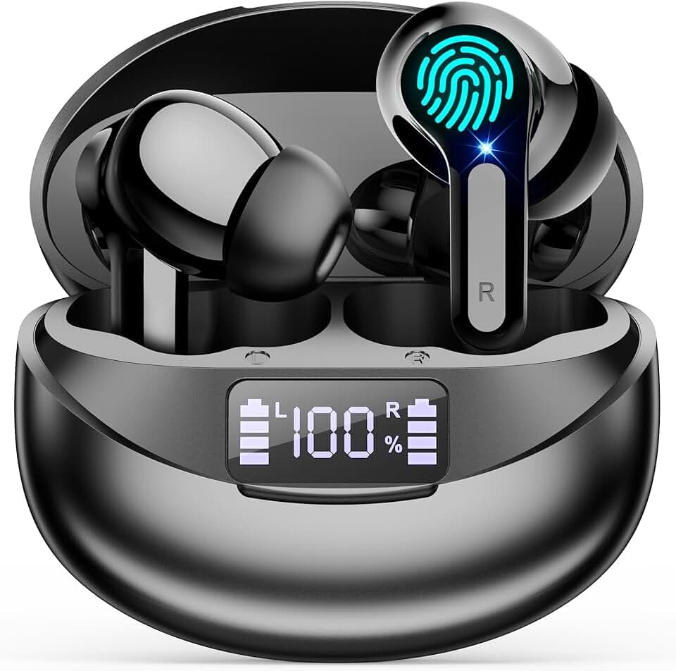 Cuffie Bluetooth, Auricolari Bluetooth 5.3 Wireless, 5-7 h per tre volte Cuffiette Hi-Fi Senza Fili, Auricolare USB C CVC Cancellazione Rumore Senza Filo for iOS Galaxy Xiaomi OPPO Android