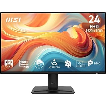 msi PRO MP243 E14 – Monitor 24" FHD (1920×1080) IPS, 144 Hz, 1 ms, HDR Ready, Adaptive-Sync, Eye Care, Altoparlanti Integrati, HDMI 1.4b, DisplayPort 1.2a, Frameless, Regolabile in Inclinazione, VESA