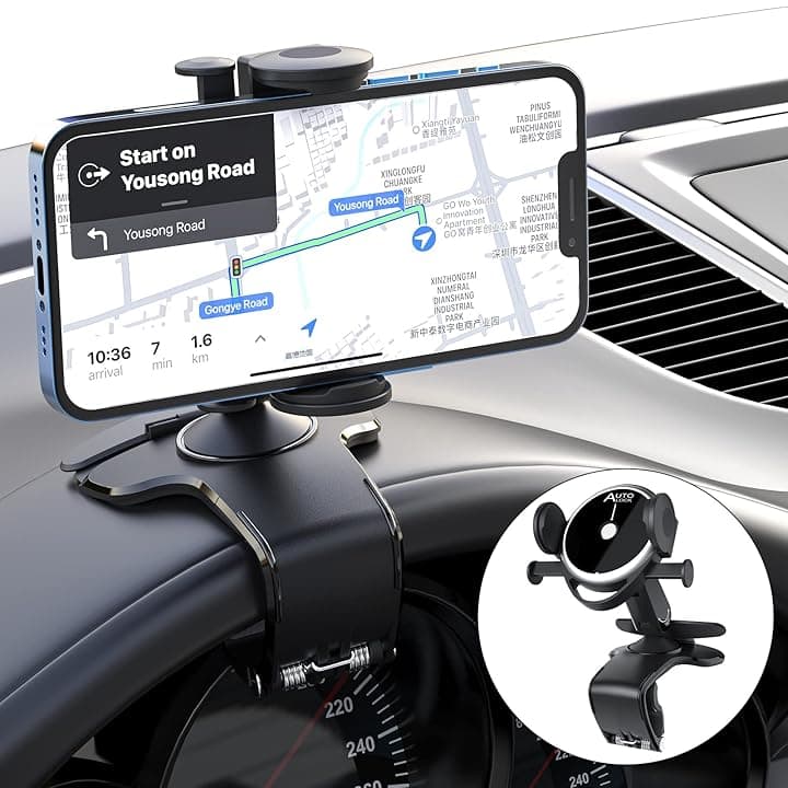 Porta Cellulare da Auto,360 Gradi di Rotazione Supporto Cellulare Auto,Universale Porta Cellulare Auto con Clip a Molla, Supporto Telefono Auto Compatibile con TUTTI I TELEFONI(NEW BLACK)
