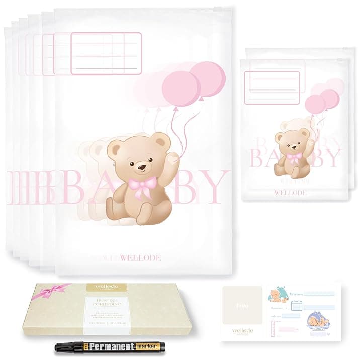 8 Bustine Corredino Neonato Ospedale Teddy Bear in 2 Dimensioni Diverse