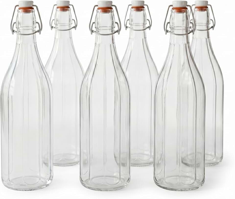BERARDI | Set 6 bottiglie in vetro per acqua, vino, bevande, drink (VINTAGE ERMETICHE)