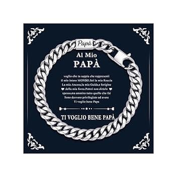 Gamtic Regalo Papà Marito Uomo Bracciale - Acciaio Inossidabile 316L Cuba Braccialetto Ti amo per sempre Cubano Catenina Bracciali 19/21/23 cm, Regali per Festa del Papà Natale Compleanno San Valentino