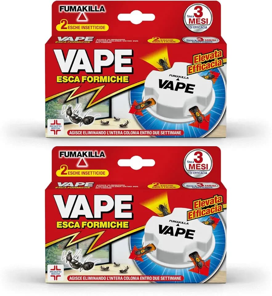 Insetticida Vape Antiformiche - 2 Confezioni da 2 Esche Per Uso In Spazi Interni e Esterni