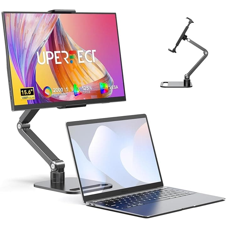 UPERFECT Monitor Portatile 15.6" 125% sRGB Portabler Monitor con Supporto Pieghevole, 2000:1 Contrasto HDR EyeCare FHD Opaco Secondo Schermo Ultrasottile per Laptop/PC/Smartphone/Console di Gioco