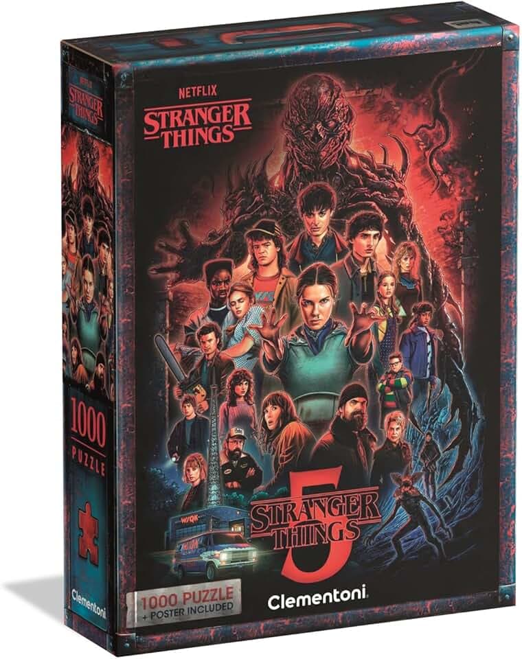 Clementoni – Stranger Things Puzzle 1000 Pezzi Stagione 5, Battaglia Finale a Hawkins, Poster Incluso, Celebration Collection, 70x50 cm, Made in Italy, 37096