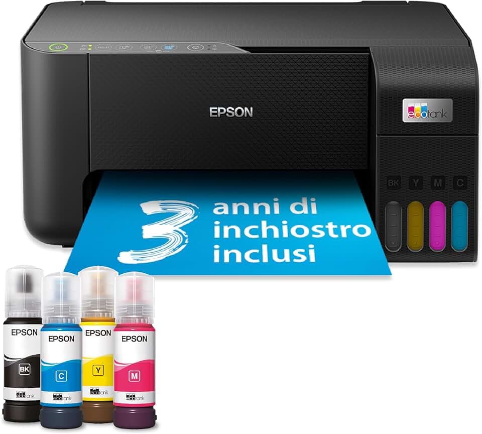 Epson EcoTank ET-2862 Stampante con Serbatoi D’inchiostro | Stampa a Casa Alti Volumi | Wi-Fi | A4 | Stampa, Copia, Scansione | 3 Anni D'Inchiostro Inclusi