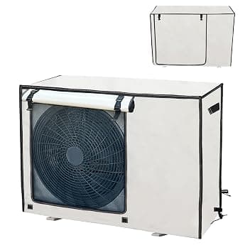 Copri Condizionatore da Esterno 80x30x55CM, Telo Antineve Antipolvere, Copri Condizionatore con Fibbia Fissa, 600D Tessuto Oxford, Resistente al Sole, All’acqua e All’umidità