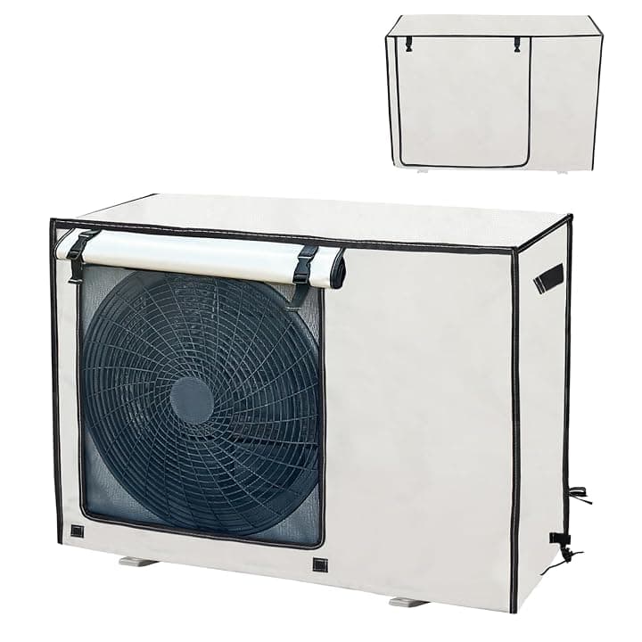 Copri Condizionatore da Esterno 80x30x55CM, Telo Antineve Antipolvere, Copri Condizionatore con Fibbia Fissa, 600D Tessuto Oxford, Resistente al Sole, All’acqua e All’umidità
