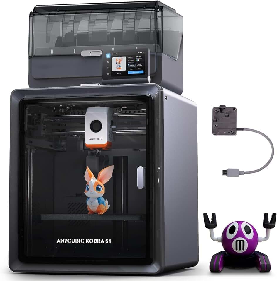ANYCUBIC Kobra S1 Combo Stampante 3D, Asciugatura e Stampa in Uno, 600 mm/s ad Alta Velocità, Stampa mUlticolore per Tutti i Principali Filamenti, Dimensioni di Stampa 250 x 250 x250 mm