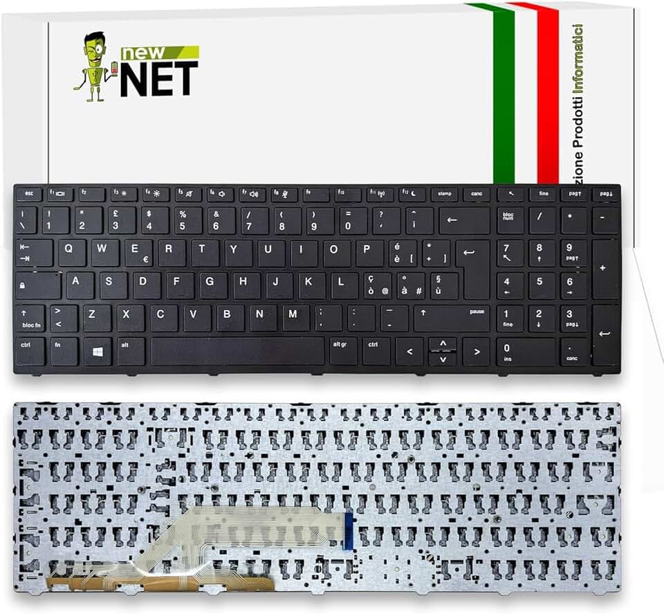 new net - Tastiera Compatibile con Notebook HP L01028-061, SG-87800-2IA, 9Z.NEFSQ.00E, NSK-XK0SQ [Frame Nero - Non retroilluminata - Layout ITA]