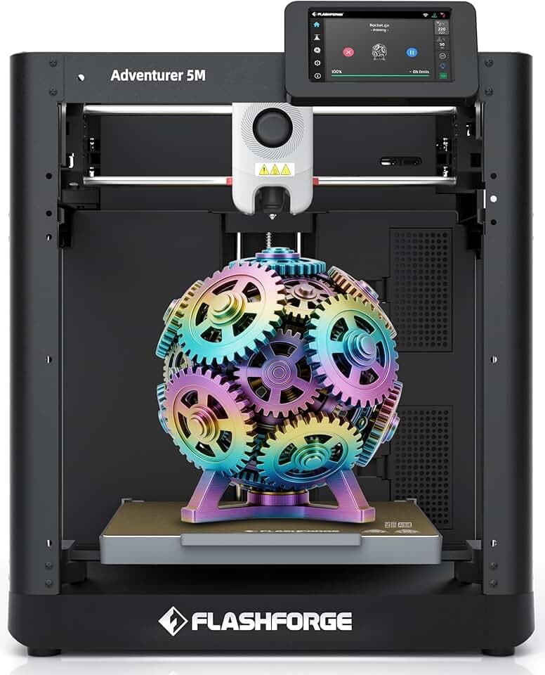 Flashforge Adventurer 5M Stampante 3D FDM con Livellamento Automatico, Velocità di stampa12 Vlte più Veloce (600mm/s), estrusore a azionamento diretto, ugello rimovibile rapido,220 * 220 * 220mm