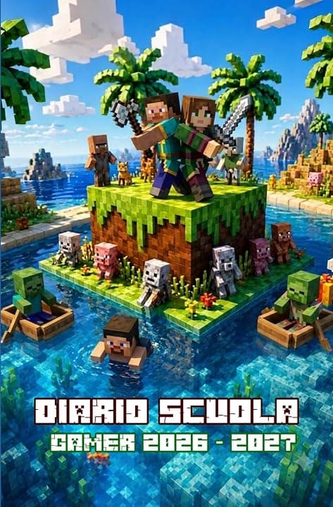 DIARIO SCUOLA GAMER 2026 - 2027: agenda scolastica per scuole elementari e medie - versione Avventura a Cubi