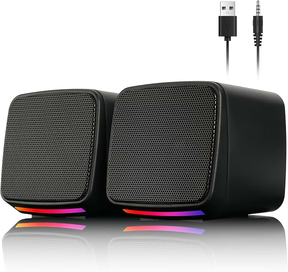 Vicloon Casse PC, Altoparlanti Computer con Ingresso Jack 3.5 mm, Mini Altoparlanti Stereo Compatibili PC/Mac/Smartphone/Tablet, 3W, Alimentazione USB, 1 Paio, Nero