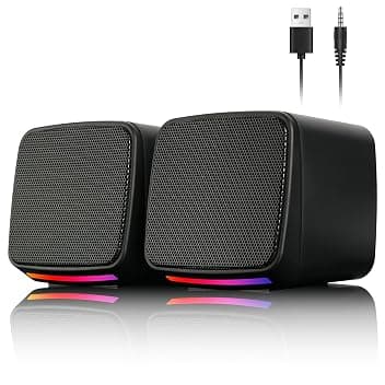 Vicloon Casse PC, Altoparlanti Computer con Ingresso Jack 3.5 mm, Mini Altoparlanti Stereo Compatibili PC/Mac/Smartphone/Tablet, 3W, Alimentazione USB, 1 Paio, Nero