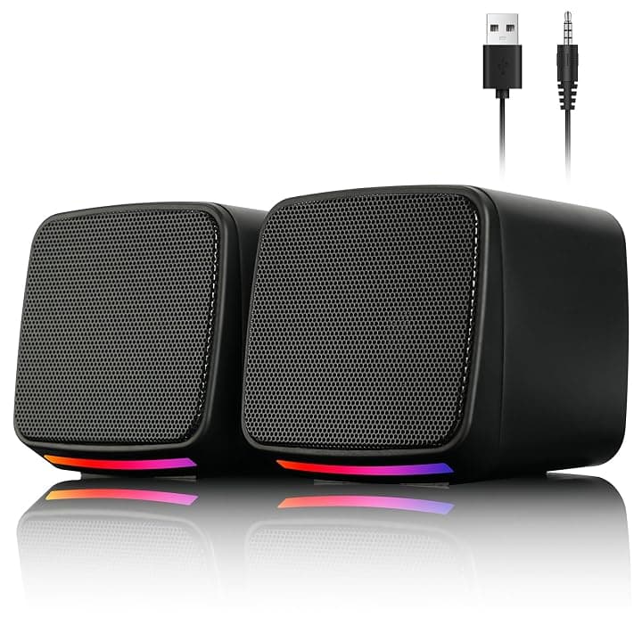 Vicloon Casse PC, Altoparlanti Computer con Ingresso Jack 3.5 mm, Mini Altoparlanti Stereo Compatibili PC/Mac/Smartphone/Tablet, 3W, Alimentazione USB, 1 Paio, Nero