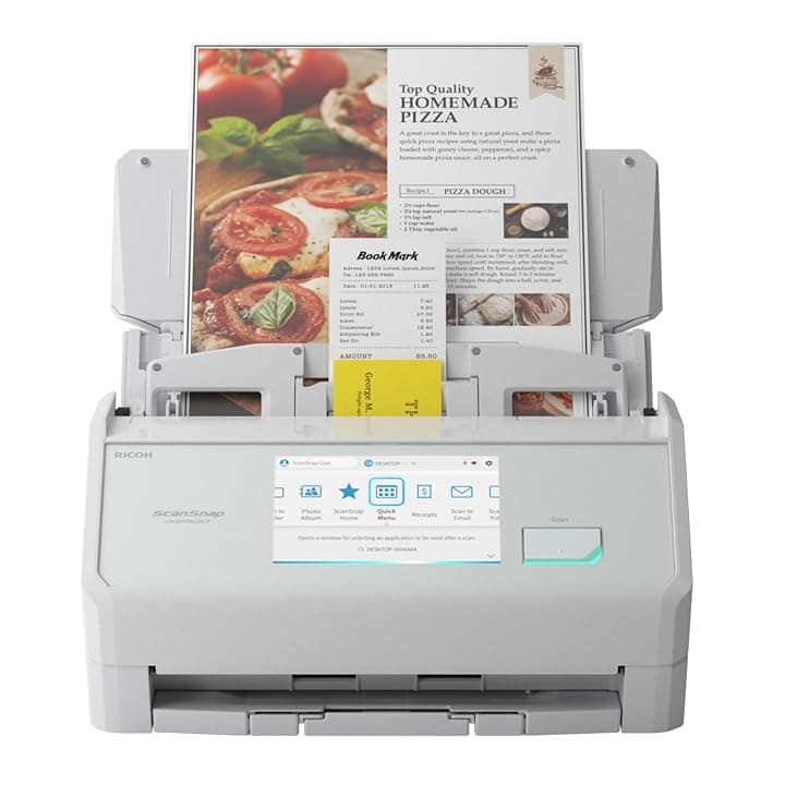 ScanSnap iX2500 - Scanner per documenti duplex ad alta velocità, 45 ppm/90 ipm, ADF da 100 fogli, ottica 600 dpi, touchscreen da 5", Wi-Fi 6, USB 3.2 Gen 1×1, PC e Mac