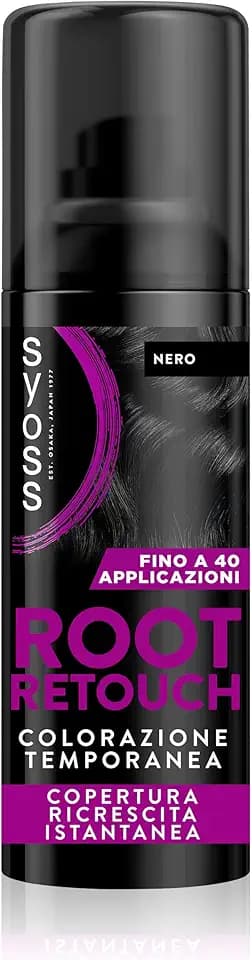 Syoss Root Retouch Colorazione Temporanea Spray Nero 120ml, Ritocco capelli bianchi e ricrescita capelli resistente a pioggia e sudore, Fino a 40 applicazioni