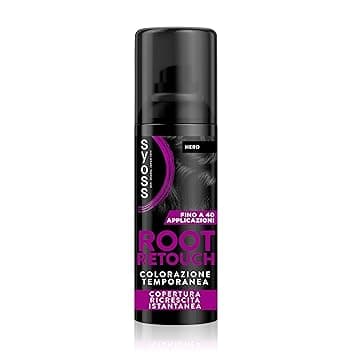 Syoss Root Retouch Colorazione Temporanea Spray Nero 120ml, Ritocco capelli bianchi e ricrescita capelli resistente a pioggia e sudore, Fino a 40 applicazioni