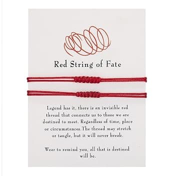 2 Pezzi Bracciale Filo Rosso del Destino per Coppia, Braccialetti Rossi Portafortuna Regolabili per Uomo e Donna, Regalo di Compleanno e Anniversario per Fidanzati, Amici e Sorelle