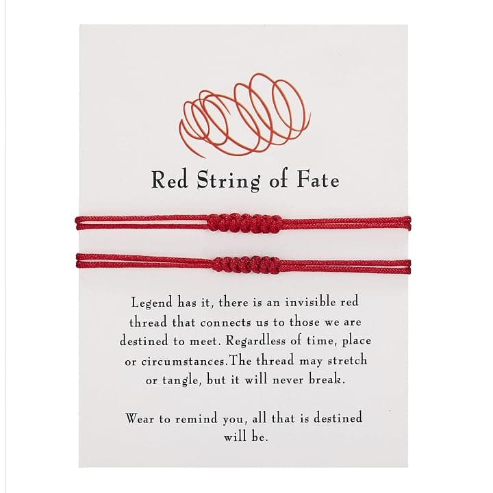 2 Pezzi Bracciale Filo Rosso del Destino per Coppia, Braccialetti Rossi Portafortuna Regolabili per Uomo e Donna, Regalo di Compleanno e Anniversario per Fidanzati, Amici e Sorelle