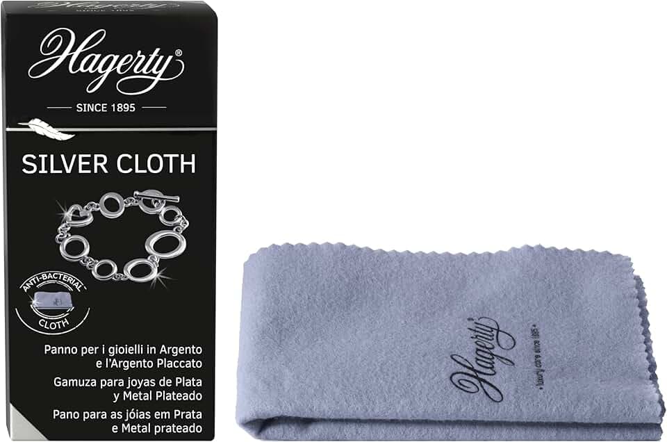 Hagerty Silver Cloth Panno detergente per Gioielli 36x30cm I Panno in Cotone impregnato I Panno Efficace per Argento con antiossidante per la Pulizia di Gioielli d’Argento, placcati Argento