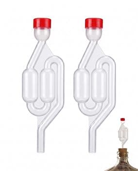 Gorgogliatore Fermentazione 2 Pezzi, Airlock Plastica Trasparente a S, Tubo Senza Tappo per Controllo Gas, Ideale per Grappa, Vino e Birra