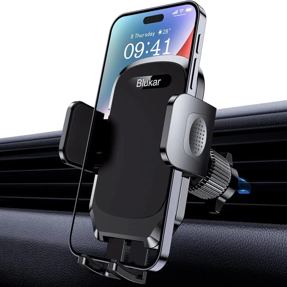 Blukar Porta Cellulare da Auto, Universale Supporto Cellulare Auto per Presa d'aria con Upgrated Clip e Operare con Una Sola Mano, Supporto Smartphone 360° di Rotazione Compatibile con iPhone/Galaxy