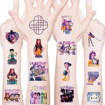 40 Pezzi Huntrs Tatuaggi per Bambini, Tatuaggi Temporanei Bambini Bambina, Huntrs Tatuagg Impermeabili, Adesivi Finti Tatuagg per Festa Compleanno Ragazze Ragazzi