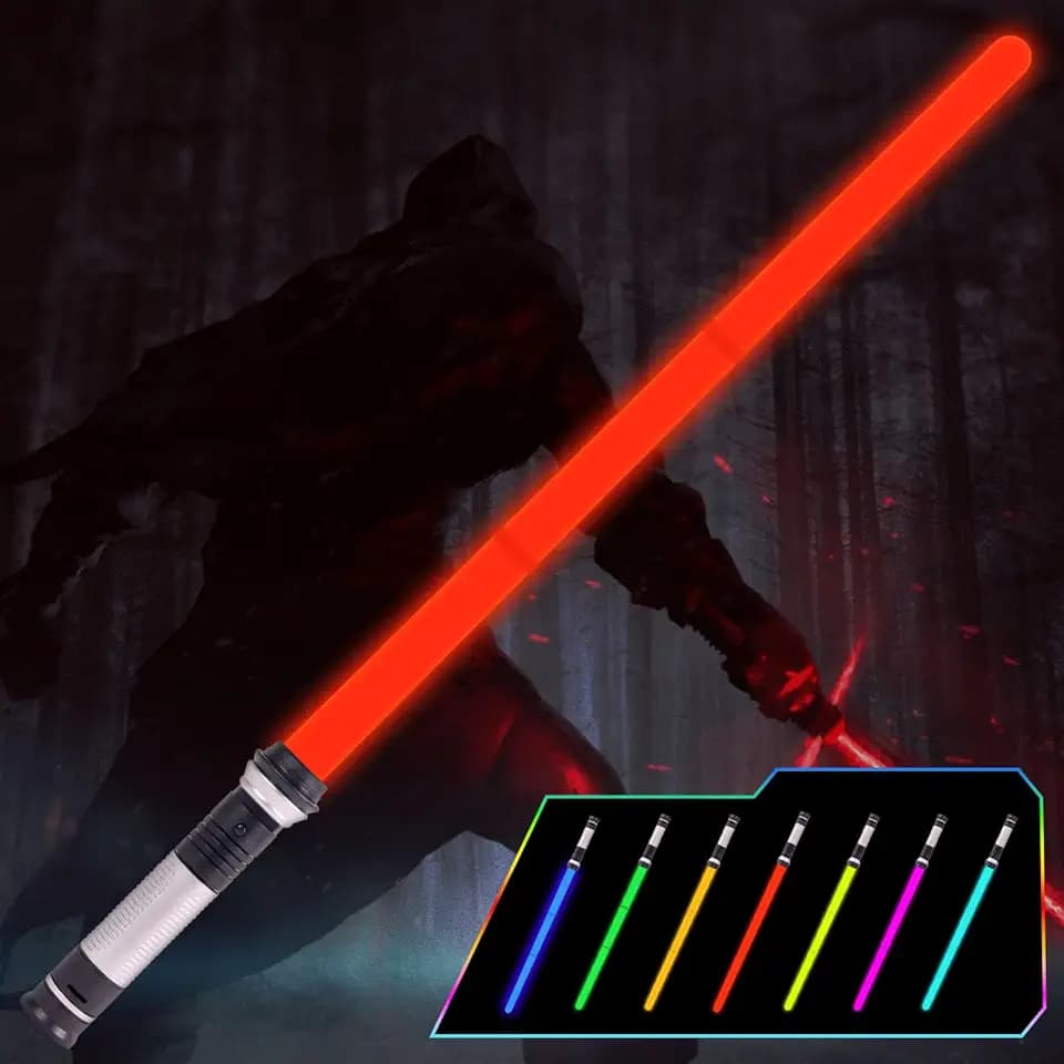 OSDUE Lightsaber RGB a 7 Colori Modificabili - New Spada Laser, Soundfont di Battaglia di Film Simulati, Lightsaber Light Up Toy per Adulti e Adolescenti, Manico Lunghezza Regolabile 41-80 cm
