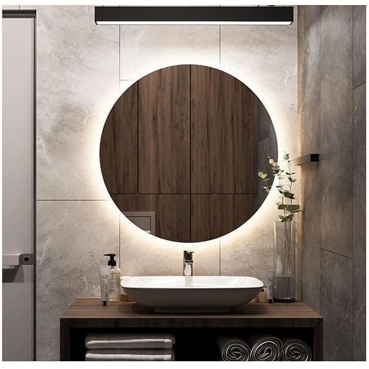 Specchio Rotondo Retroilluminato 80 cm GIANT, Specchio Bagno Led Retroilluminato 4000K Made in Italy, Specchiera Bagno