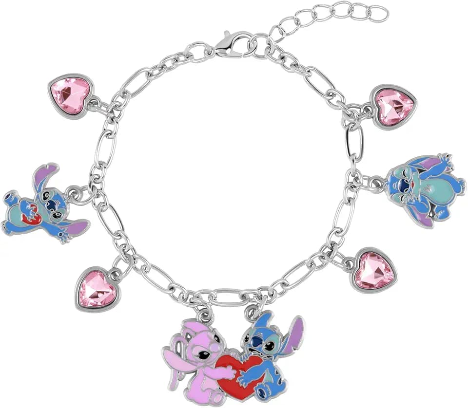 Disney Stitch & Angel, bracciale con charm in finta oro, taglia unica, senza gemme