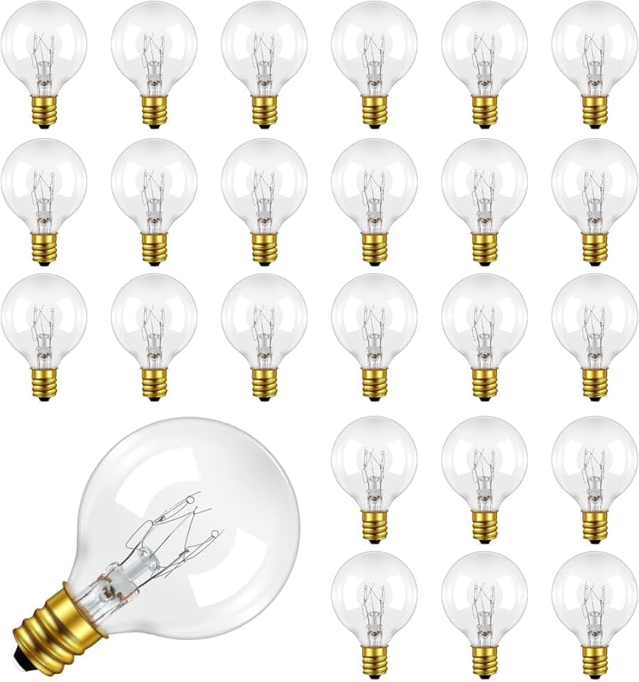 25 Pezzi E12 G40 Lampadina di Ricambio 7 Watt, Bianco Caldo 2200K, AC 220-240V, G40 Globo Ricambio Lampadine Catene Luminose, Decorazione Lampadina per Esterno Garden, Patio, Nuziale, Festa