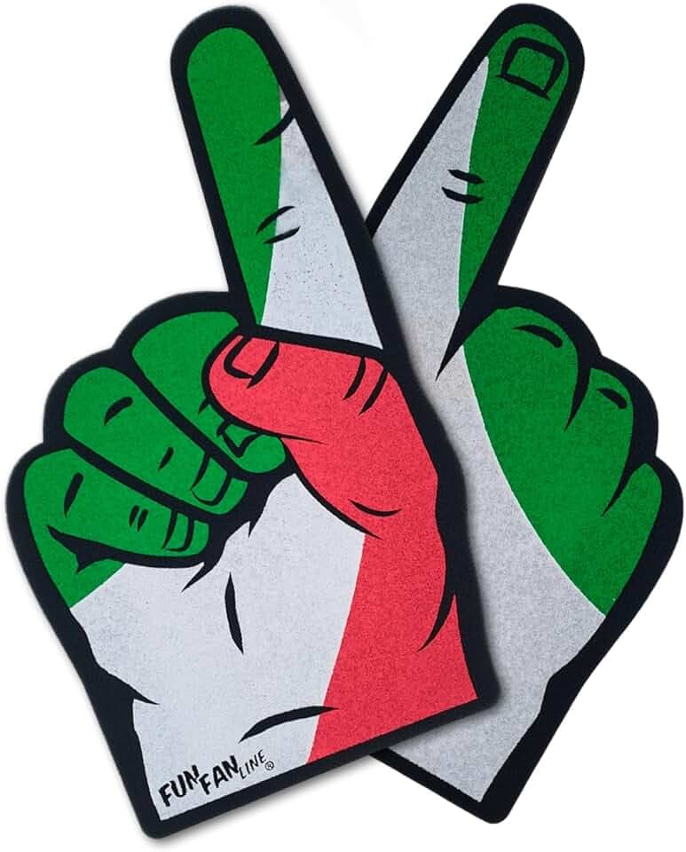 Set da 2 Mani in Schiuma con Dito Gigante Bandiera di [Paese] | Accessorio per Tifo Sportivo, Feste e Celebrazioni | Perfetto per Partite e Tifosi