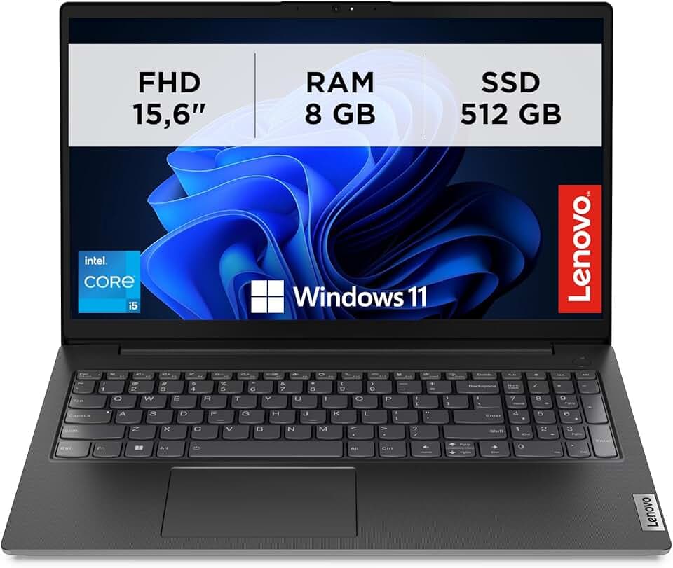 Lenovo - Notebook 15.6 Pollici V15 G4 IRU, Pc Portatile Professionale Windows 11 Pro, Intel Core I5-13420H, Ram 8GB DDR4, 512GB SSD NVMe - Laptop Grafica Intel UHD, Computer Audio Dolby, Schermo FHD