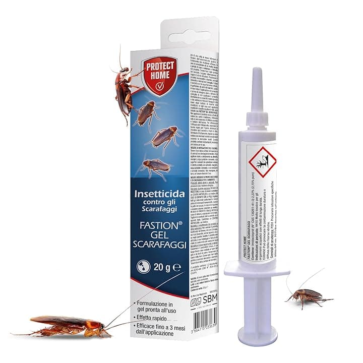 Protect Home Fastion Gel Scarafaggi, Insetticida gel pronto all’uso, Veleno scarafaggi, Efficace Elimina l’intera colonia in breve tempo, Azione per ingestione. Ambienti interni. 20g