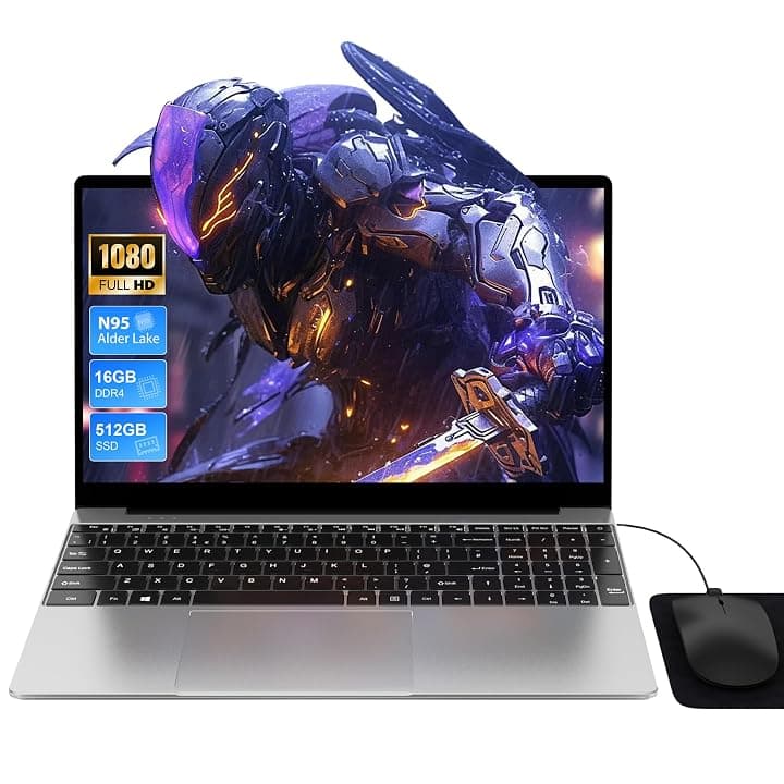 PC Portatile 15,6'', 16GB RAM 512GB SSD 1TB Estensione, N95 Up to 3,4GHz, Win 11 PC Notebook, Tastiera Retroilluminata con Film Italiana, Ricarica Type-C, 5G WiFi/HDMI/USB, Laptop per Studio/Ufficio