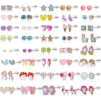 BTHRORO Orecchini Anallergici per Bambina - Set Multicolore in Acciaio Inossidabile Ipoallergenico - Regali per Ragazze e Donne