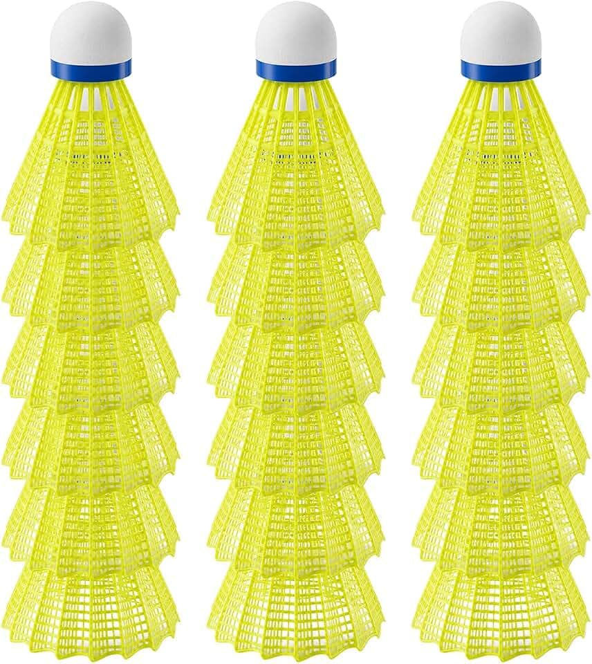 QWORK® Set di 18 Volani Badminton in Nylon - Elevata Resistenza agli Urti e Volo Stabile