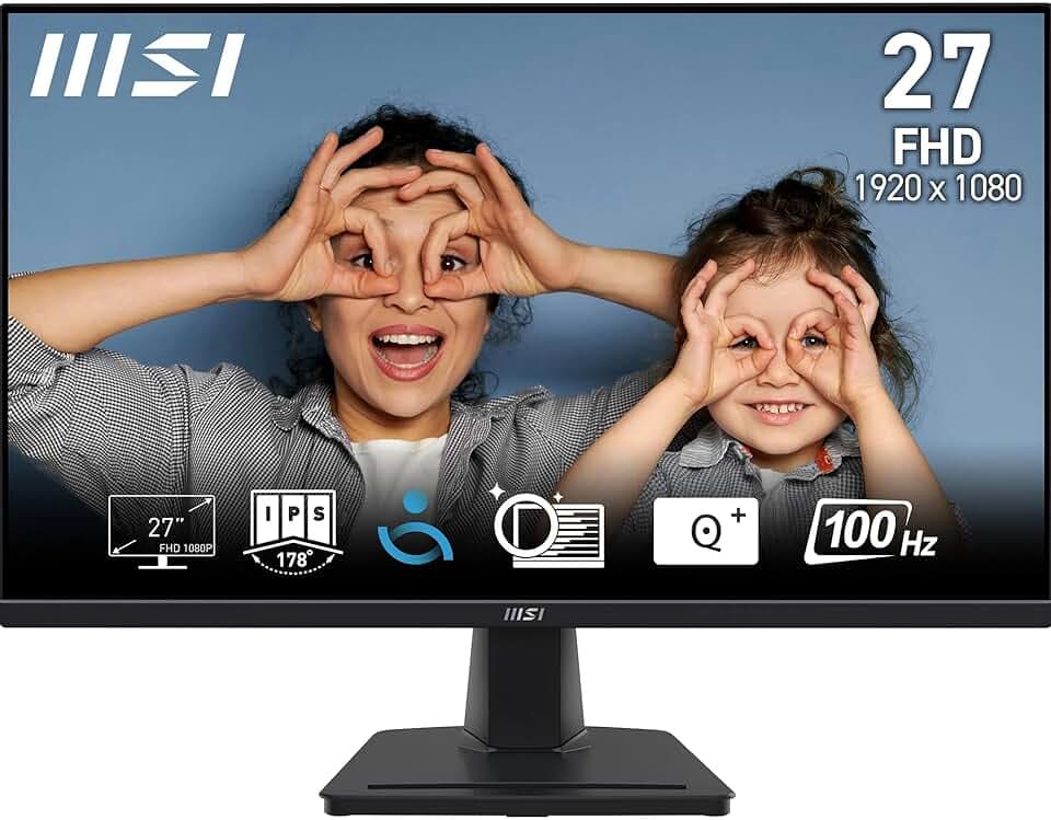 MSI PRO MP275 Monitor 27" FHD - Pannello IPS (1920 x 1080), 100 Hz, Schermo Eye-Friendly, Altoparlanti Integrati, Inclinabile - HDMI 1.4b, D-Sub (VGA).