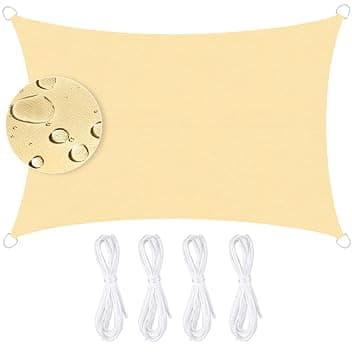 Vela Ombreggiante Rettangolare 3x4 m, Tenda da Sole per Esterno, Impermeabile Protezione UV 95%, Tenda a Vela per Terrazza, Giardino, Balcone, Campeggio (Colore Sabbia)