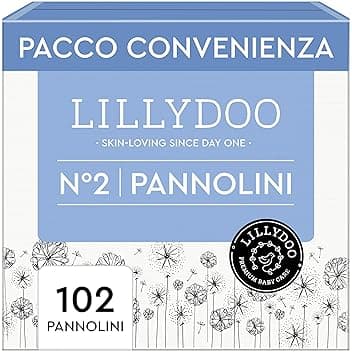 Pannolini LILLYDOO delicati sulla pelle - taglia 2 (4+ kg), pacco scorta (102 unità), protezione contro le fuoriuscite, morbidi, senza profumi & lozioni e dermatologicamente testati OEKO-TEX STANDARD 100