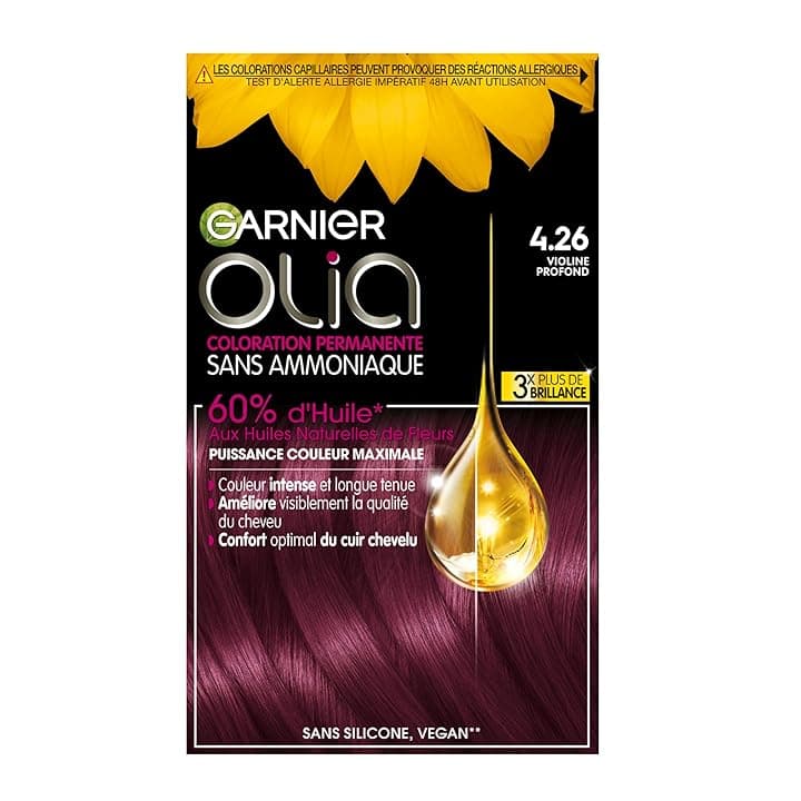 Garnier Colorazione permanente, senza ammoniaca, agli oli naturali di fiori, violetto profondo (4.26), olia Vivids
