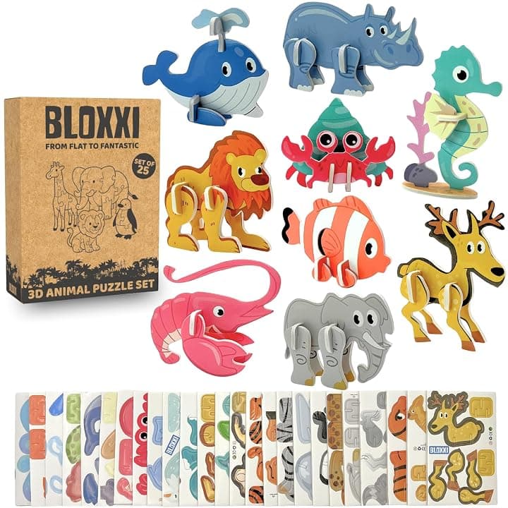 Set 25 Puzzle 3D Animali per Bambini, Regalini Fine Festa Compleanno