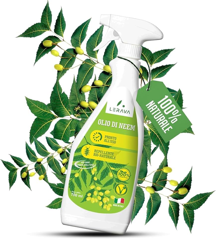 LERAVA Olio di Neem per Piante (700 ML) - Contro Cocciniglia, Afidi e Insetti - Trattamento Naturale Antiparassitario - Protezione Biologica per Orto, Giardino e Coltivazioni