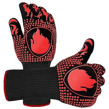 Guanti da barbecue, guanti da forno resistenti al calore fino a 800℃, per cucina, griglia, cottura, microonde, certificazione EN407 (1 paio) (rosso 3)